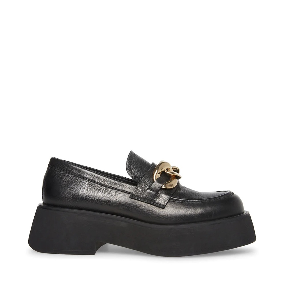 NWT Steve Madden Black Leather Harbor Loafers